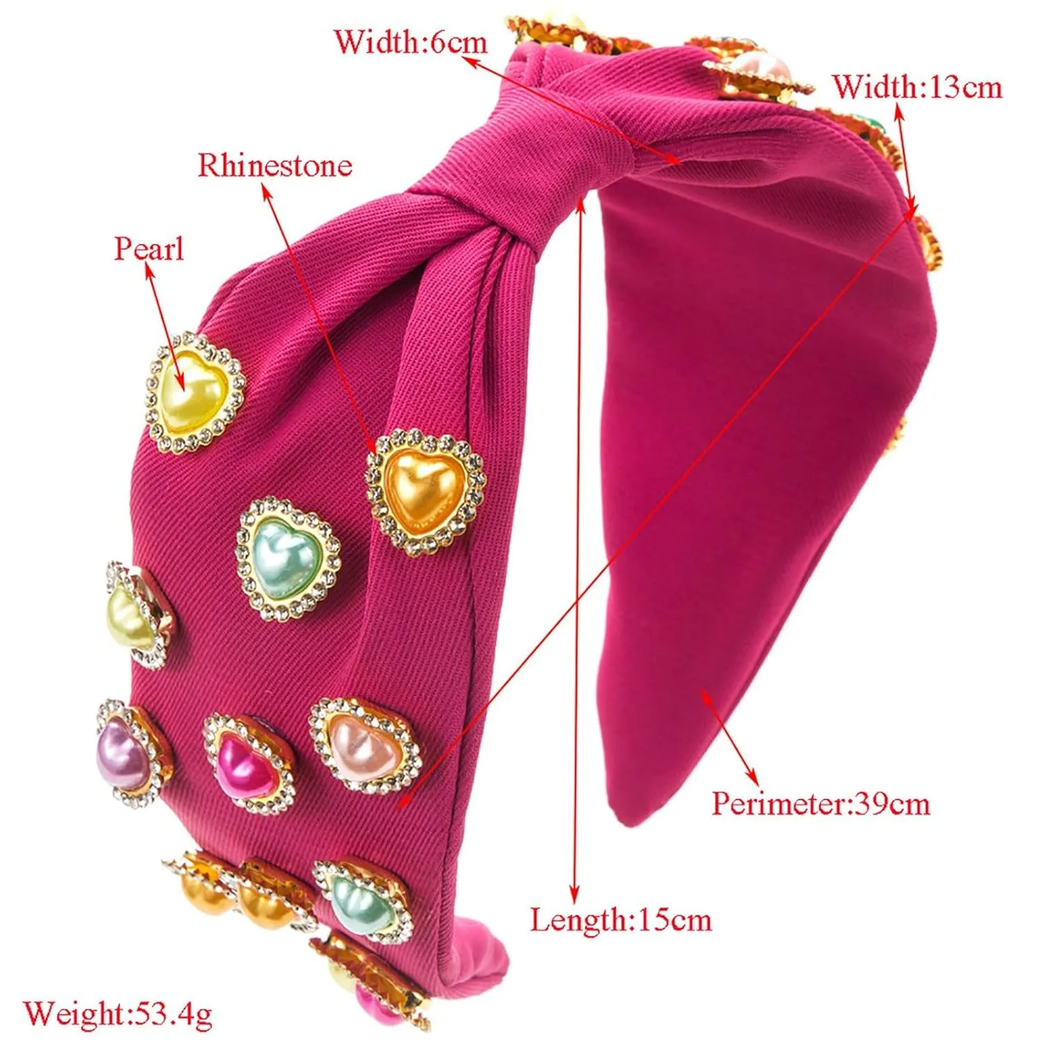 Fashion Headbands for Women Pearls Rhinestones Knotted Headbands Hair Hoop Gifts for Women (Pink, One Size)