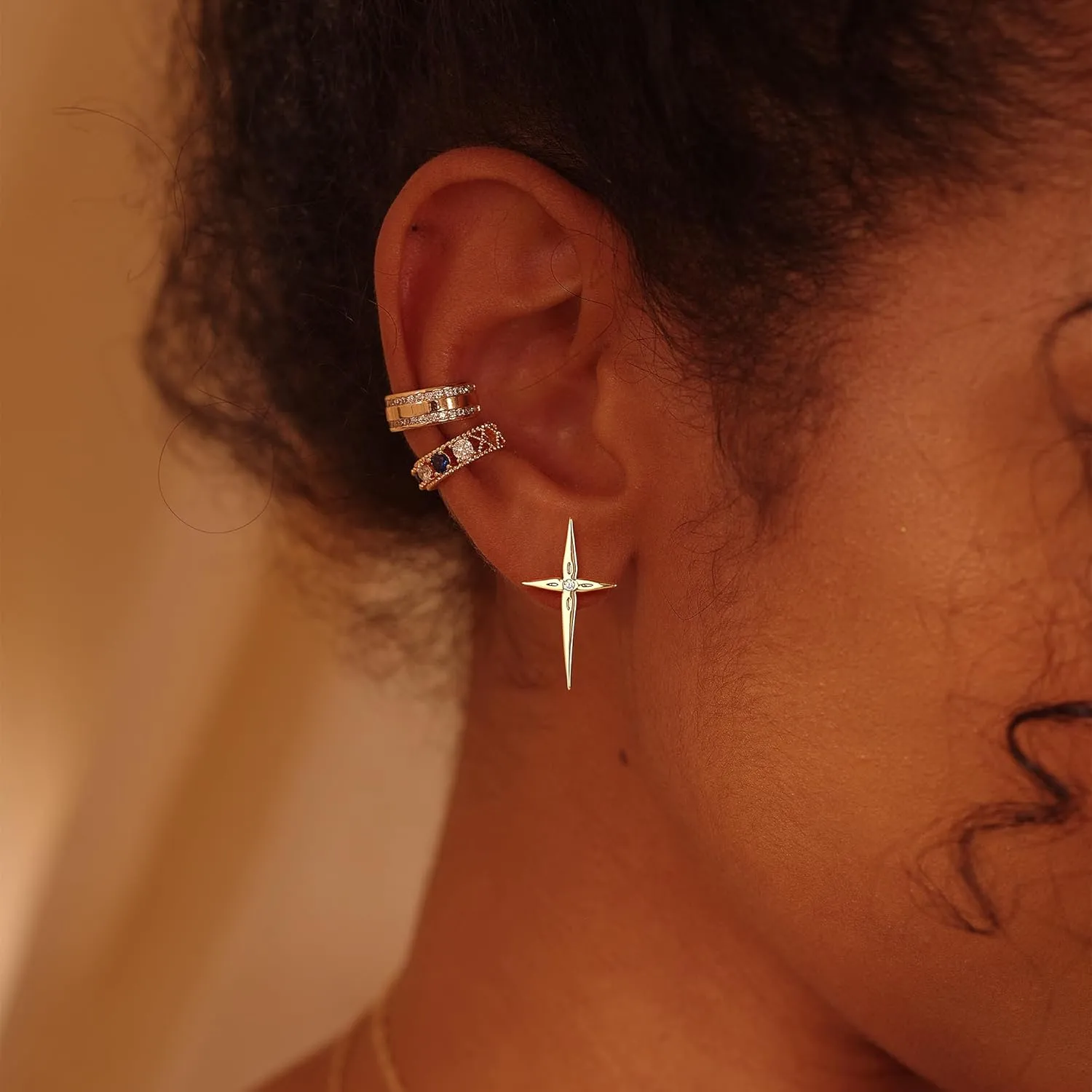 FETTERO Gold Cross Earrings 14K Gold Plated Sterling Silver Posts Cross Earrings for Women Dainty Wear Trendy Faith Cubic Zirconia Cross Studs Jewelry