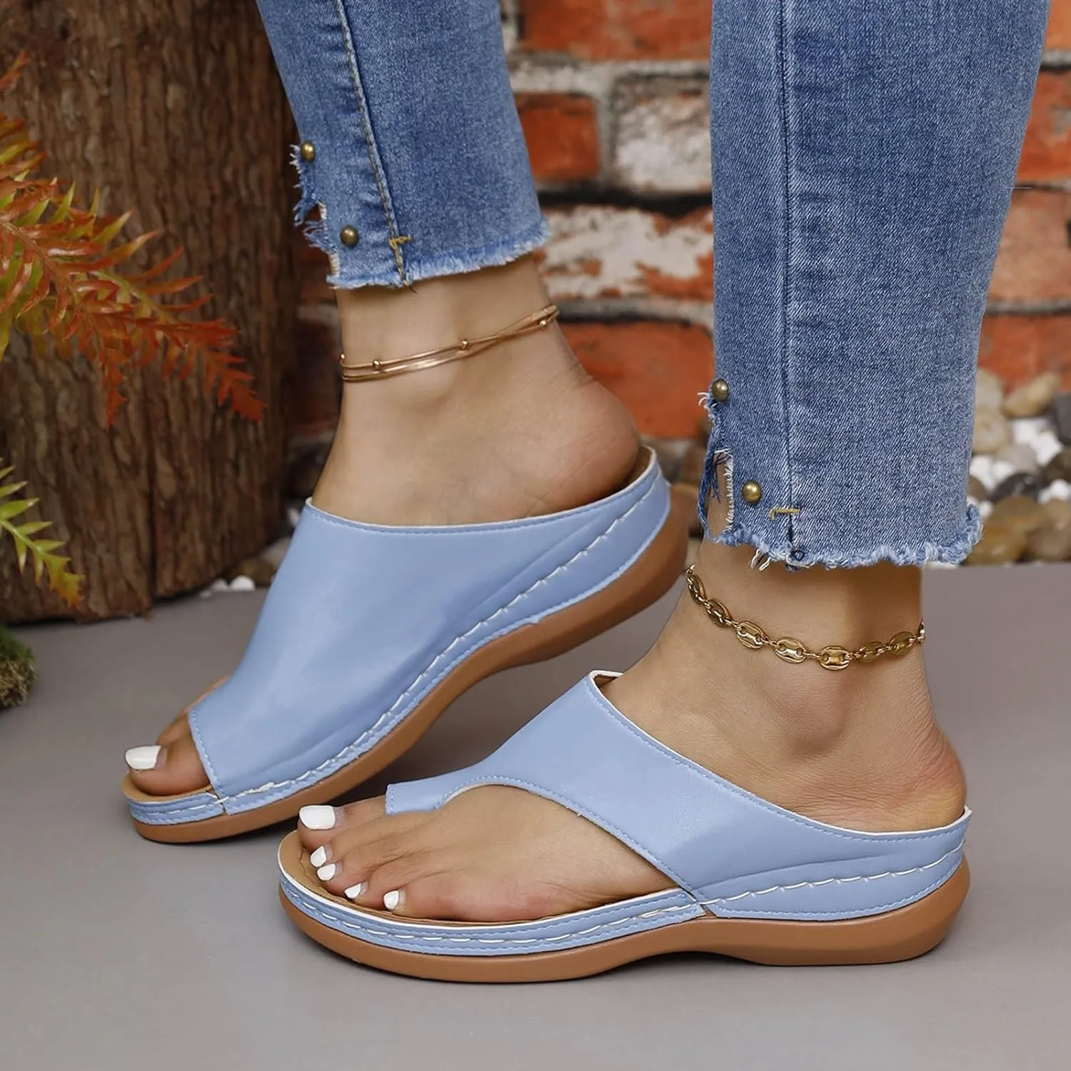 Flip Flops for Women with Arch Support Comfortable Orthopedic Wedge Sandals Dressy Summer Non Slip Yoga Mat Flip Flops Casual Walking Wedges