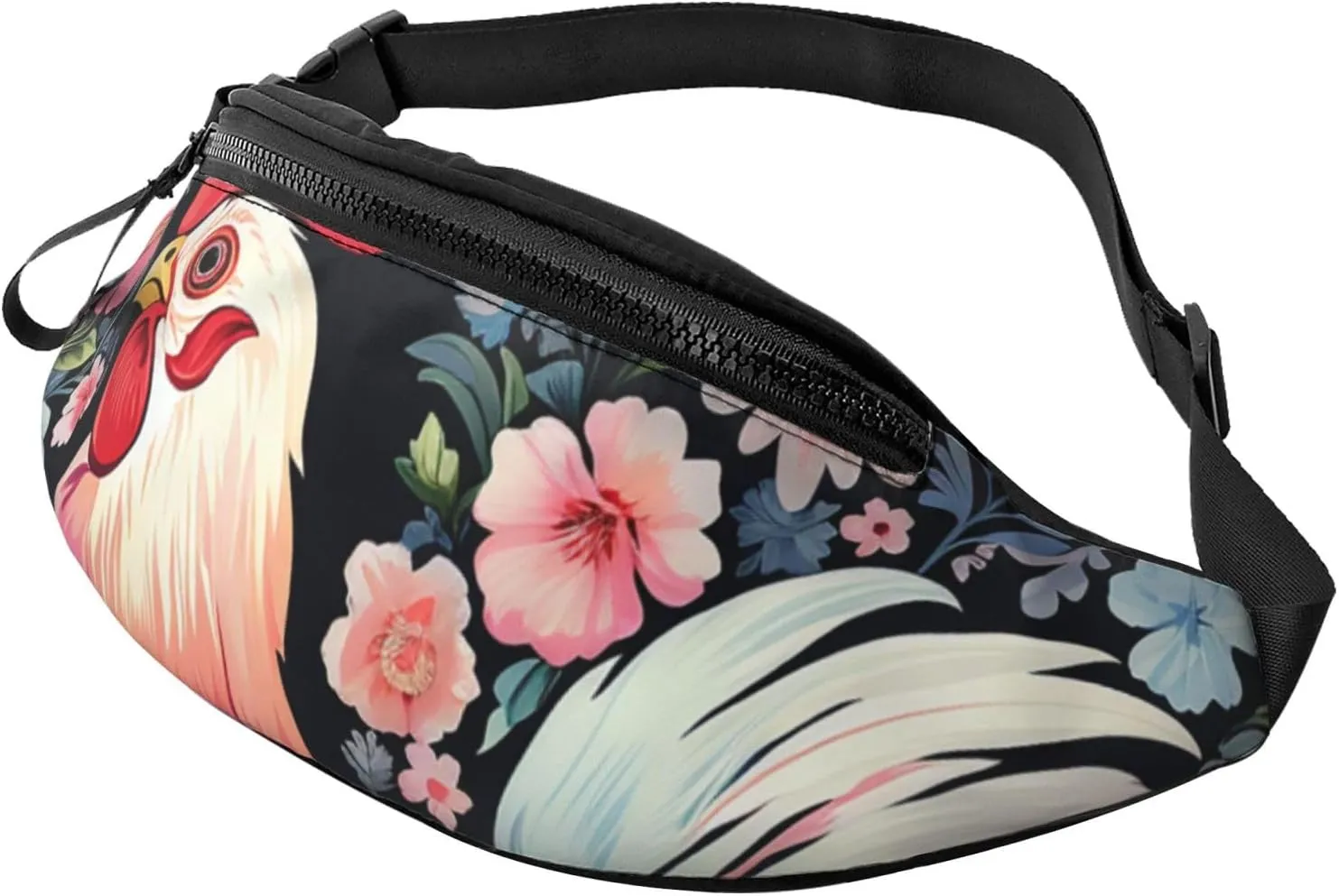 Flower heart chicken Fanny Pack for Men Women Fashion Waist Packs Travel Crossbody Bag With Adjustable Strap Everywhere Belt Bag Waterproof Chest Bags Cycling Bum Bag Wallet