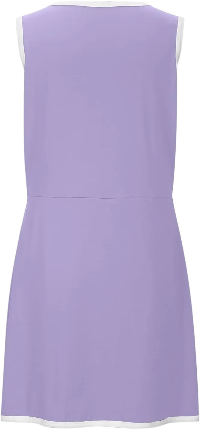 Flowy Dresses for Women,2025 Summer Casual Halter Sundress Sleeveless Flowy Mini Babydoll Tiered Pleated Short Dress