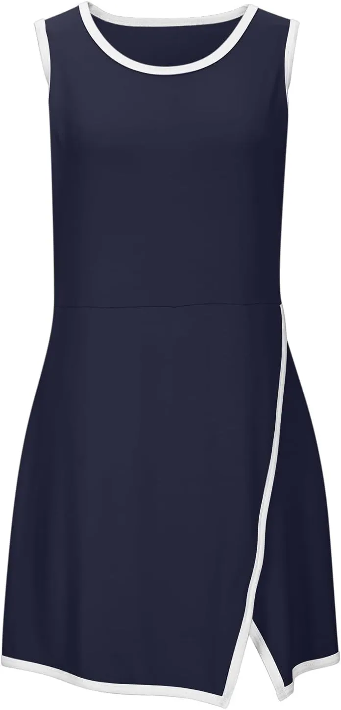 Flowy Dresses for Women,2025 Summer Casual Halter Sundress Sleeveless Flowy Mini Babydoll Tiered Pleated Short Dress
