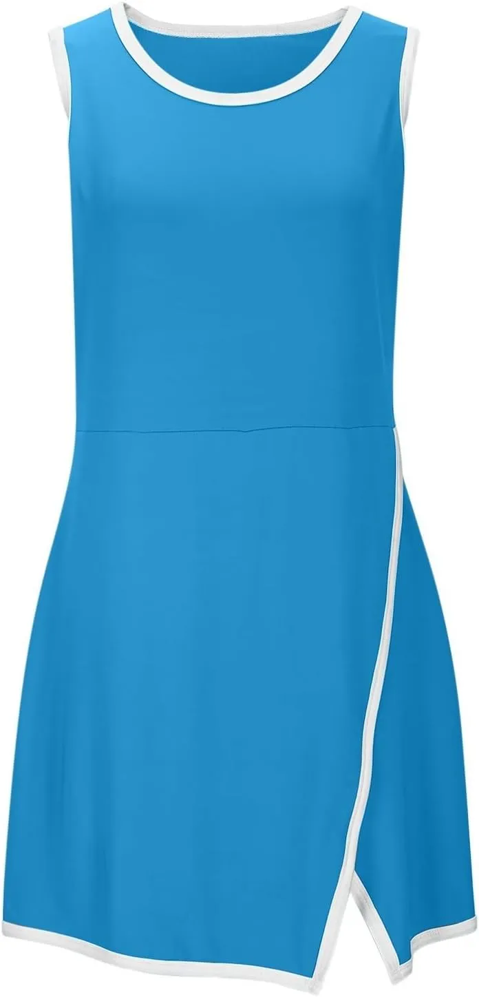 Flowy Dresses for Women,2025 Summer Casual Halter Sundress Sleeveless Flowy Mini Babydoll Tiered Pleated Short Dress