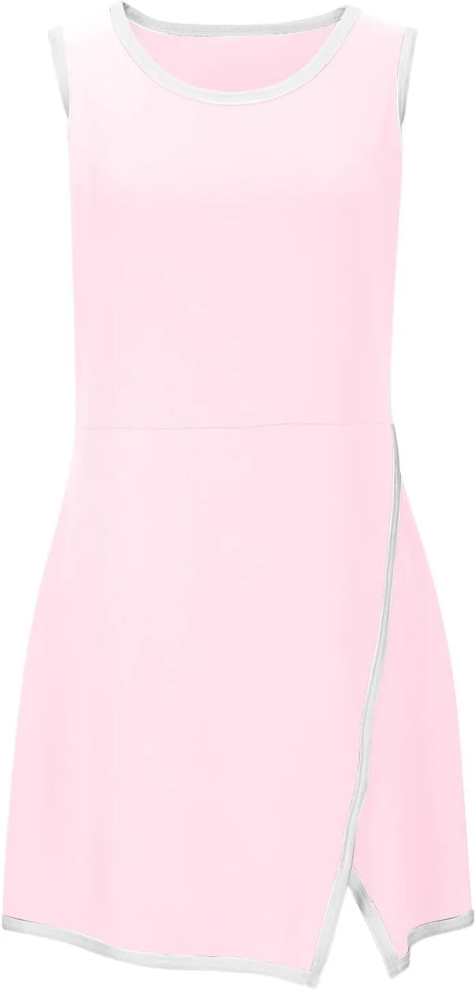 Flowy Dresses for Women,2025 Summer Casual Halter Sundress Sleeveless Flowy Mini Babydoll Tiered Pleated Short Dress
