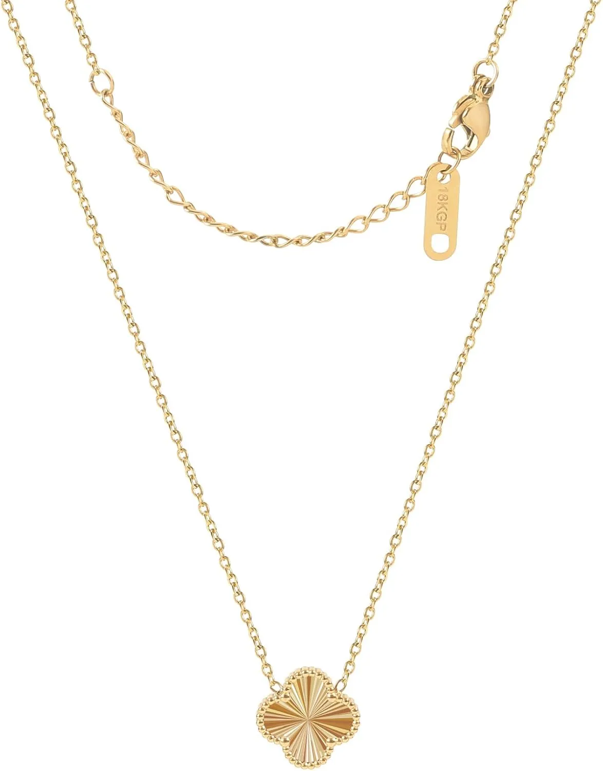 for Double Sided Fritillaria Lucky Four Leaf Grass 18K Titanium Steel Simple Fashionable Necklace