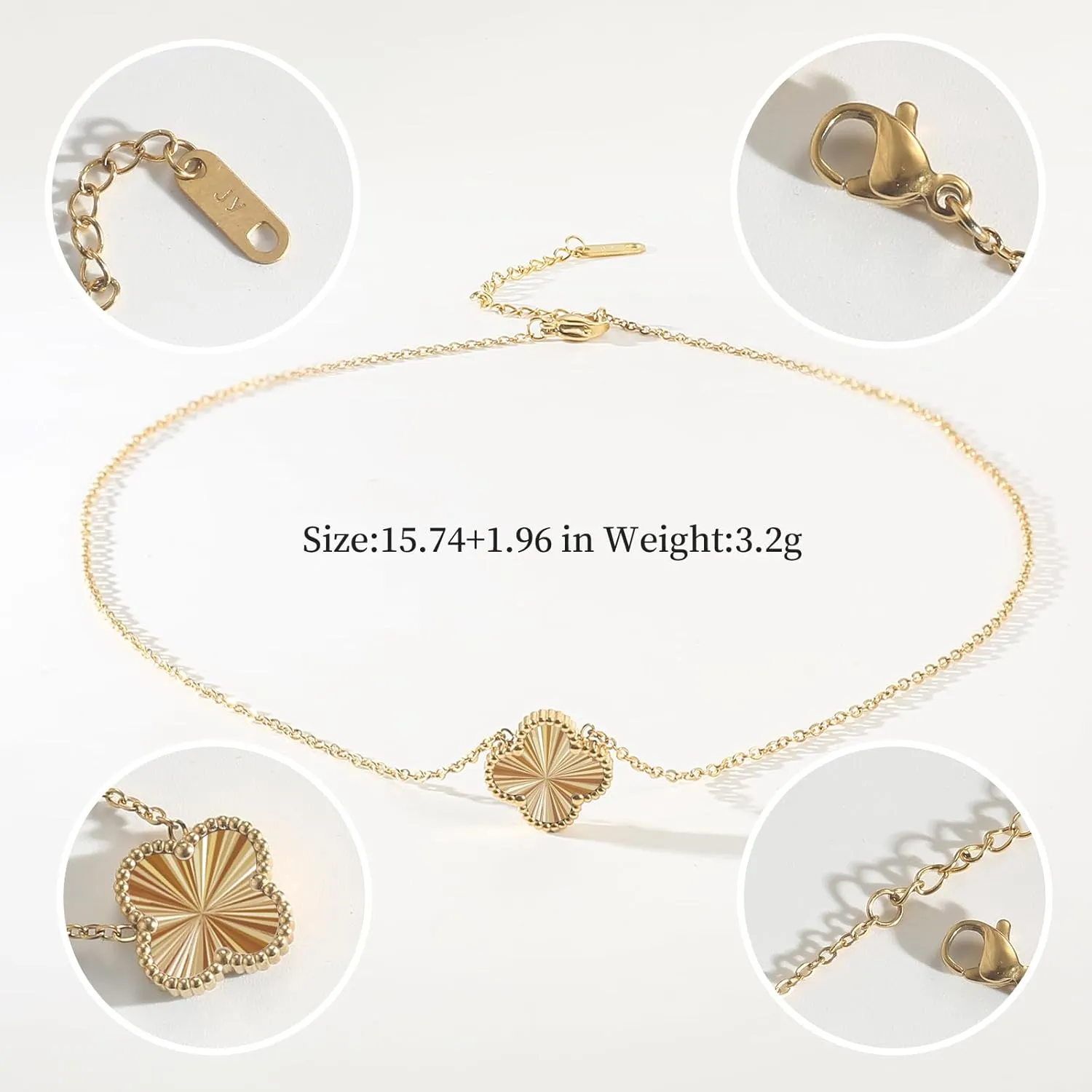 for Double Sided Fritillaria Lucky Four Leaf Grass 18K Titanium Steel Simple Fashionable Necklace
