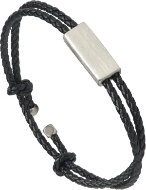 Forge & Foundry Men's Adjustable Black Braided Leather Bracelet | Drapers | Matte Black Stainless Steel Slider | Refined Hand-Crafted Jewelry, Designed by Jewelers, Forged for Men