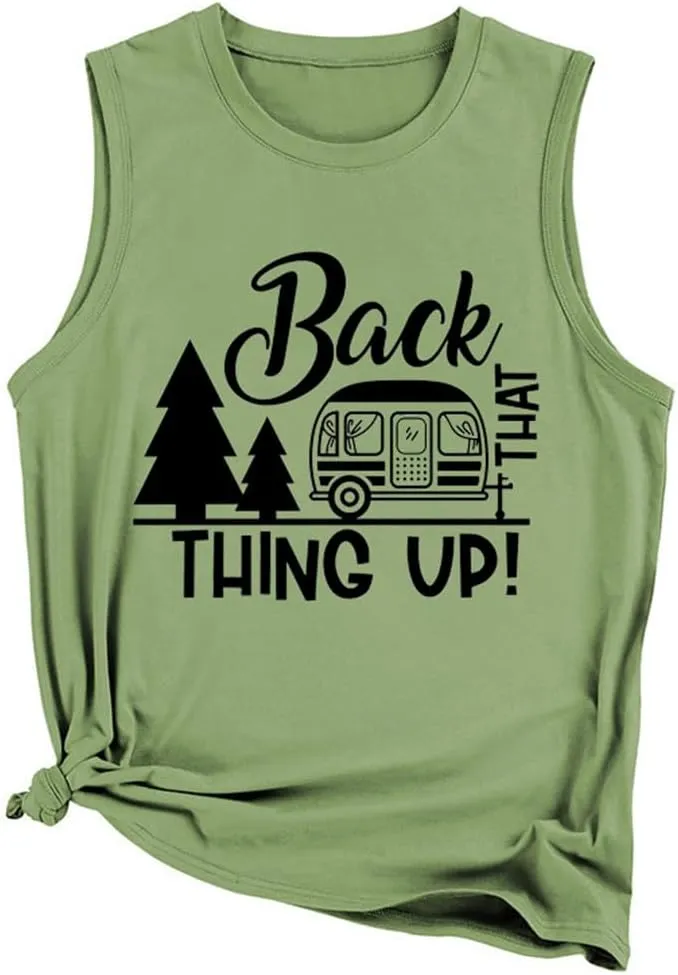FORHVIPS Back That Thing Up Tank Top for Women Summer Camping Life Tees Adventure Hiking Vest Camper Gifts