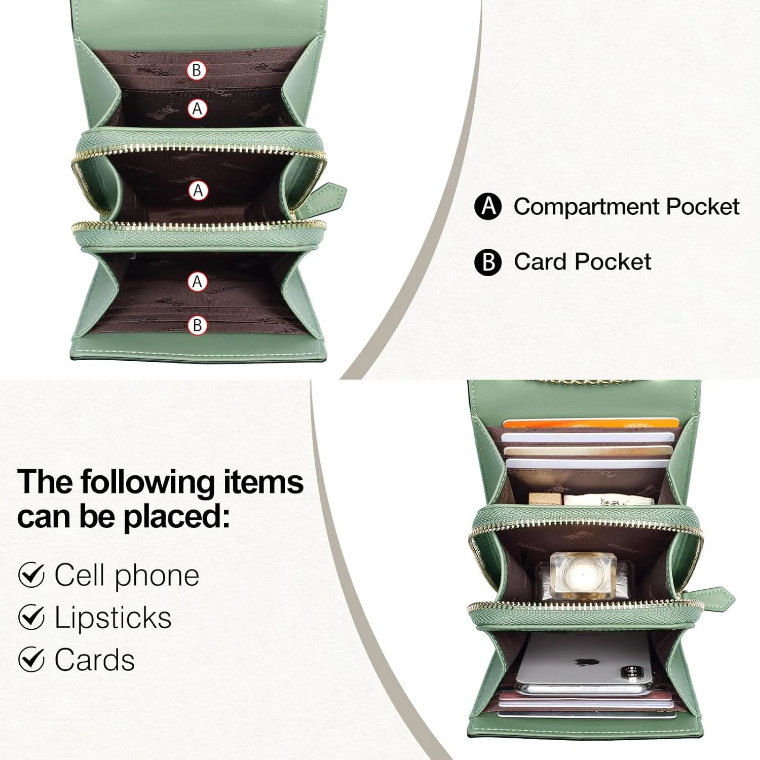FOXLOVER Cell Phone Crossbody Bags for Women Twist Closure Flap Small Mini Size Vertical Wallet Purse