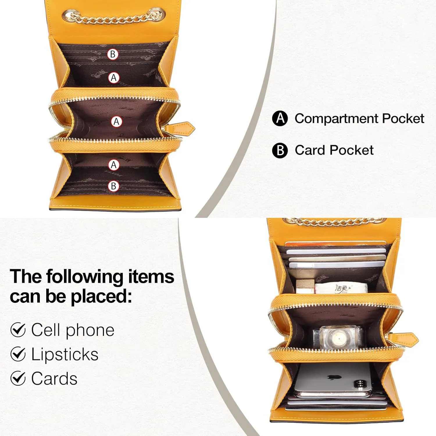 FOXLOVER Cell Phone Crossbody Bags for Women Twist Closure Flap Small Mini Size Vertical Wallet Purse