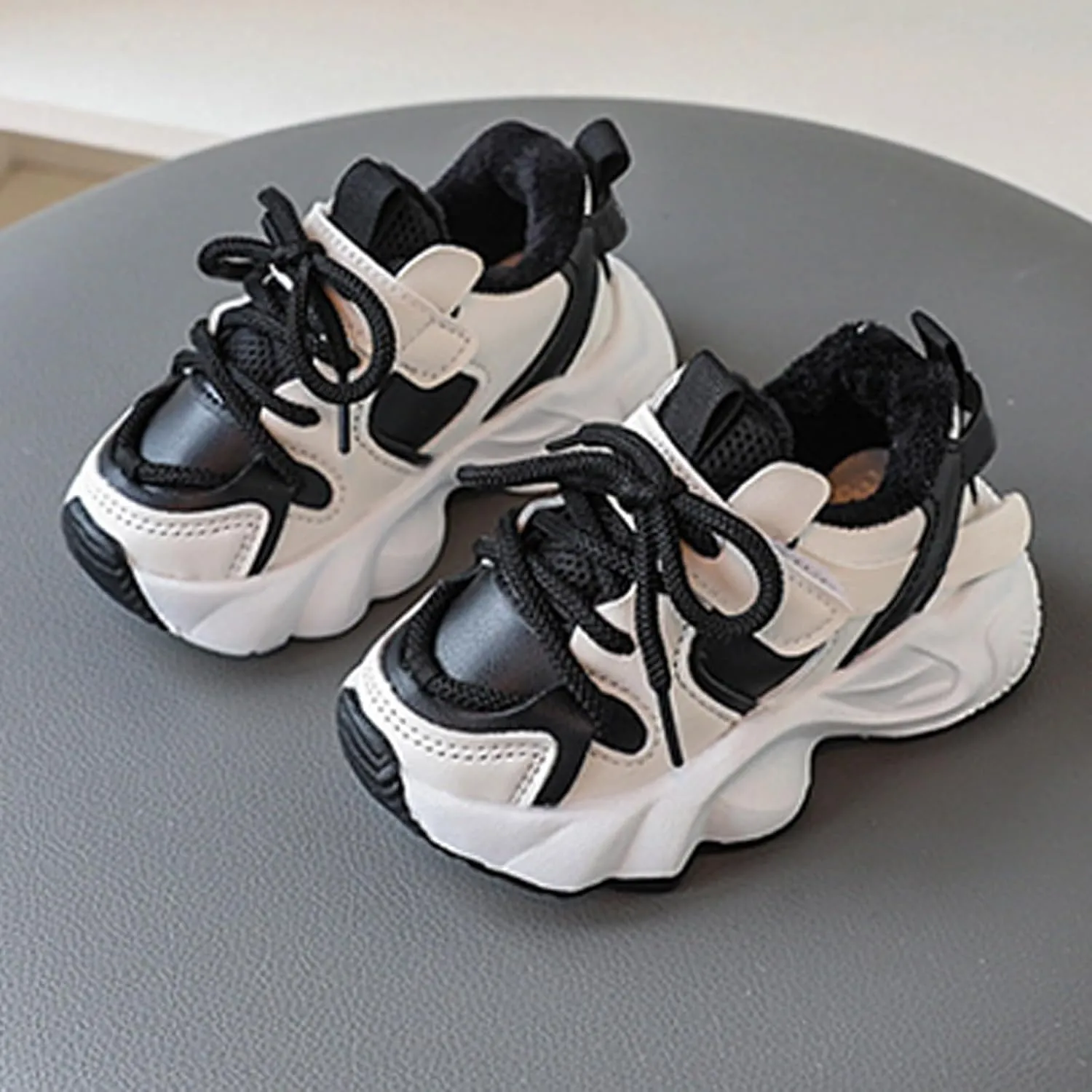 F??r Lined Winter Chunky Sneakers for Girls Kids Fashion Warm Cozy Fleece Lined Comfortable Outdoor Winter Boots