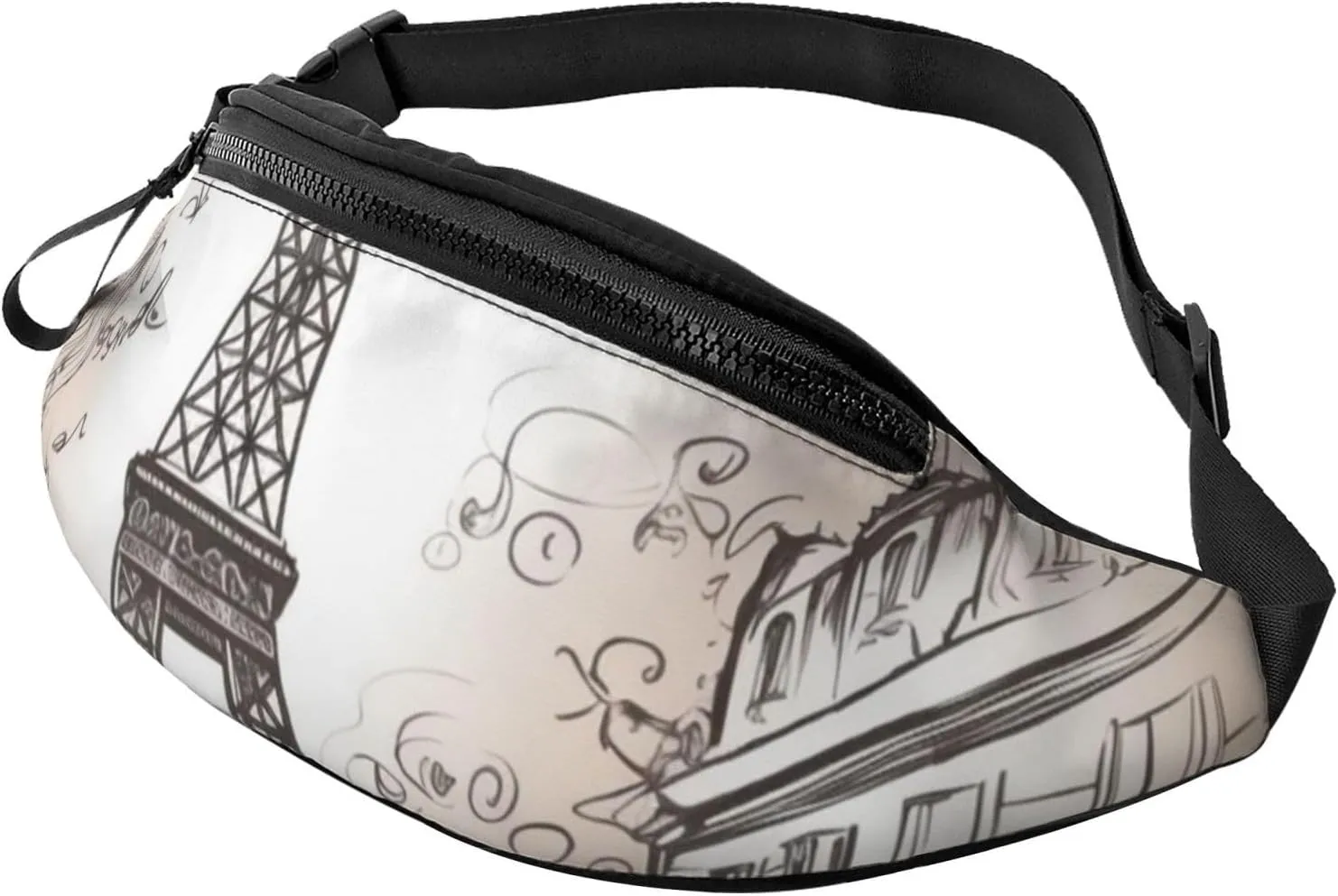 French Paris Tour Eiffel Tower Fanny Pack for Men Women Fashion Waist Packs Travel Crossbody Bag With Adjustable Strap Everywhere Belt Bag Waterproof Chest Bags Cycling Bum Bag Wallet