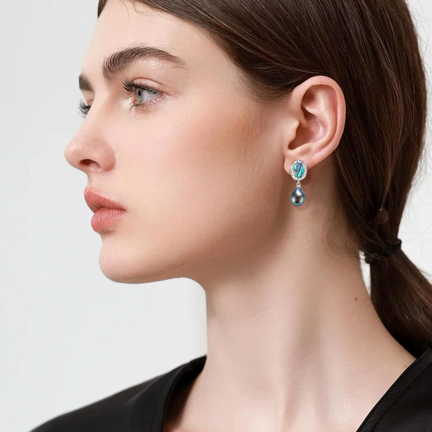 Freshwater Cultured Pearl Earrings, S925 Sterling Silver Post Stud Earrings for Women