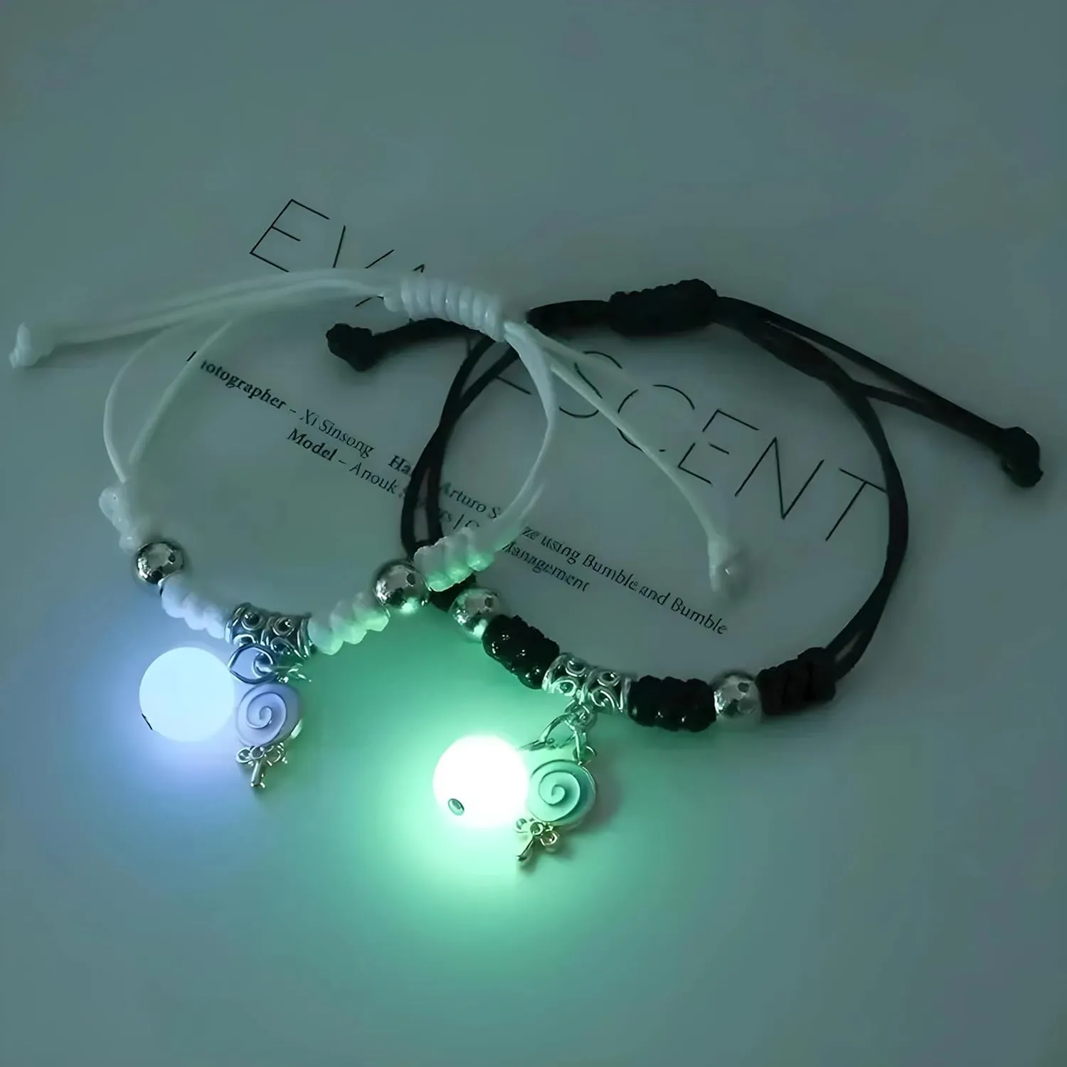 Friendship Necklace-Luminous Friendship Couple Necklace, Bracelet Moon Star Flower Cat Heart Pendant Beads Glow In The Dark Jewelry For Women