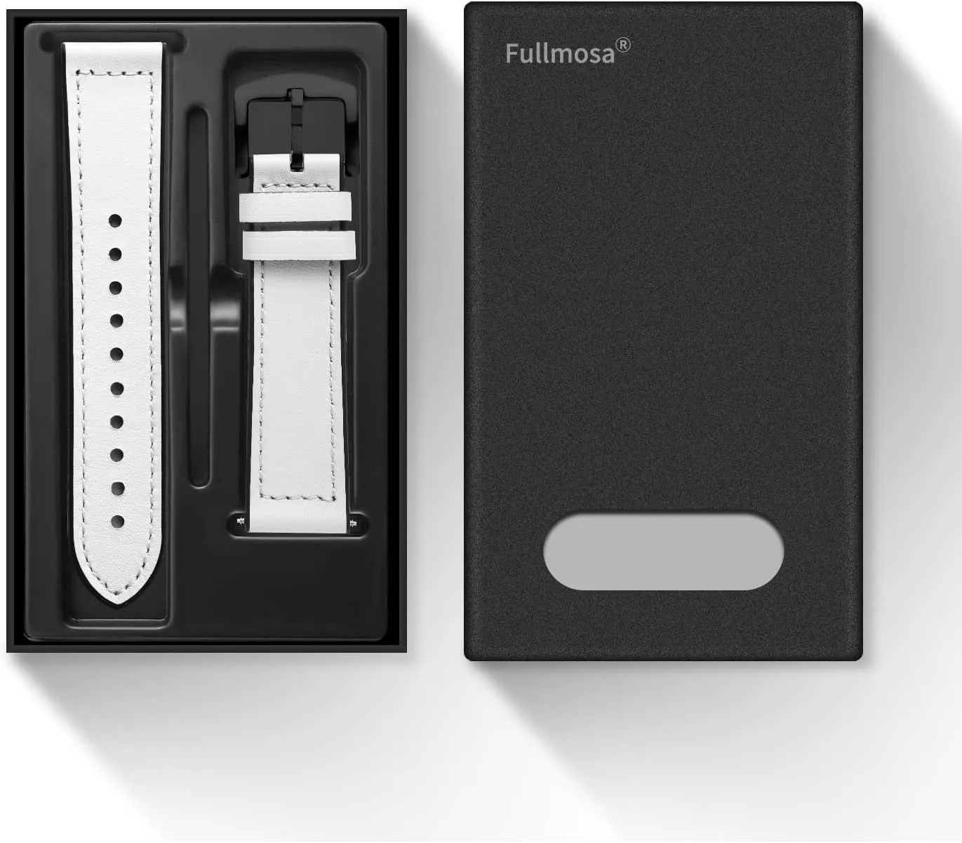 Fullmosa 18mm 20mm 22mm Quick Release Watch Band Breathable Leather Silicone Strap for Garmin Vivoactive 4/5 Venu 2/3/Sq for Women Men White Black buckle 20mm