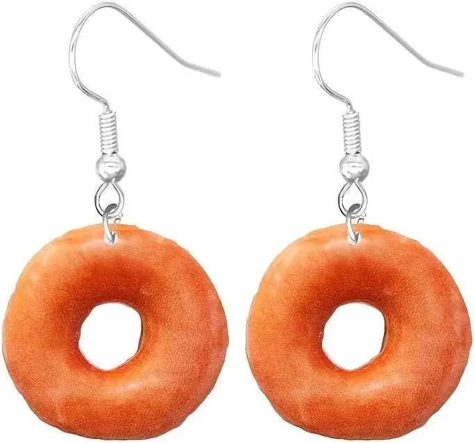 Fun Glazed Donut Dangle Earrings, Acrylic Food-Themed Drop Jewelry