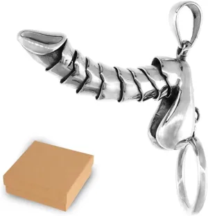 Funny Erectable Pendant - S925 Silver Male Organ Modeling Necklace, Creative Funny Jewelry for Men Women (Silver)