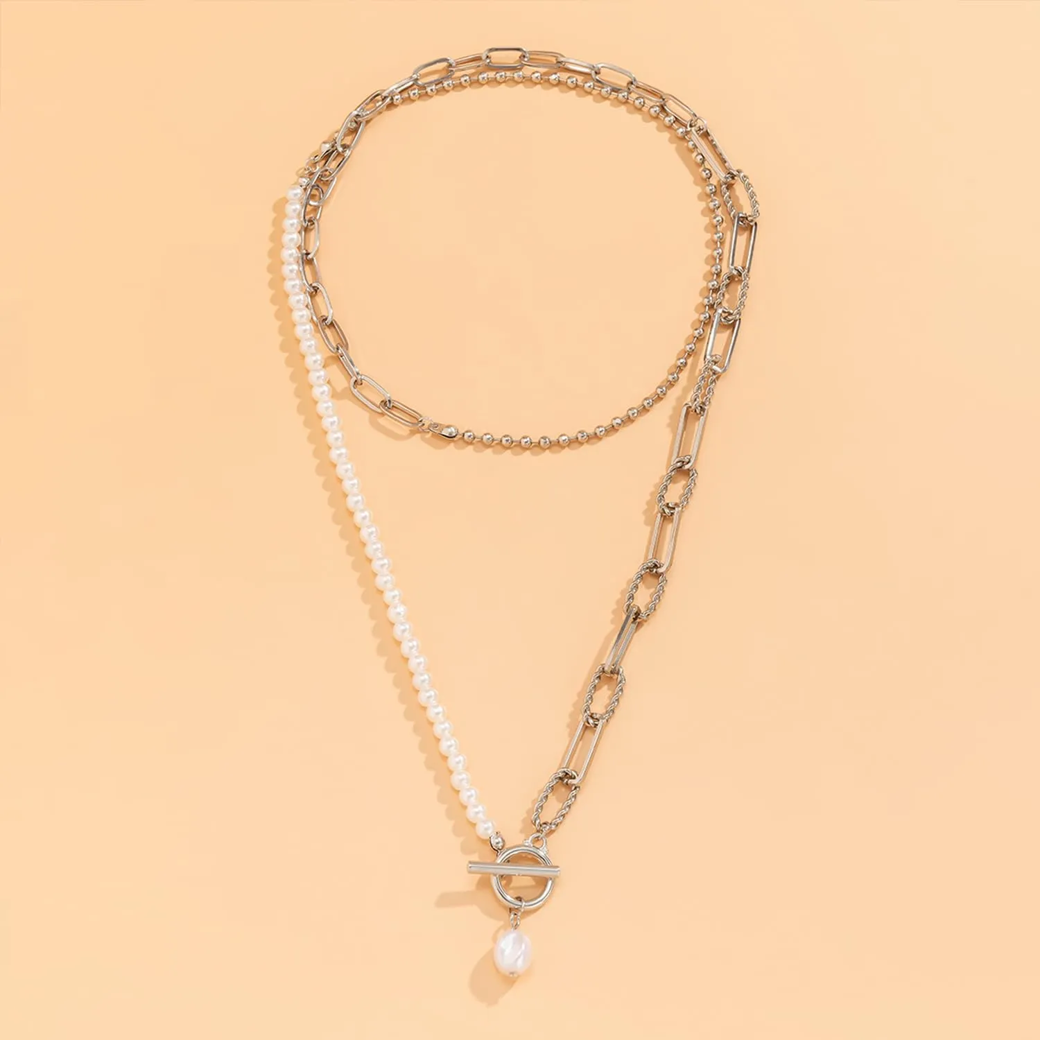FUTIMELY Layered Pearl Necklaces for Women Girls,Dainty 14K Gold Plated Handmade Freshwater Baroque Pearl Paperclip Chain Choke Necklace Preppy Fashion Jewelry