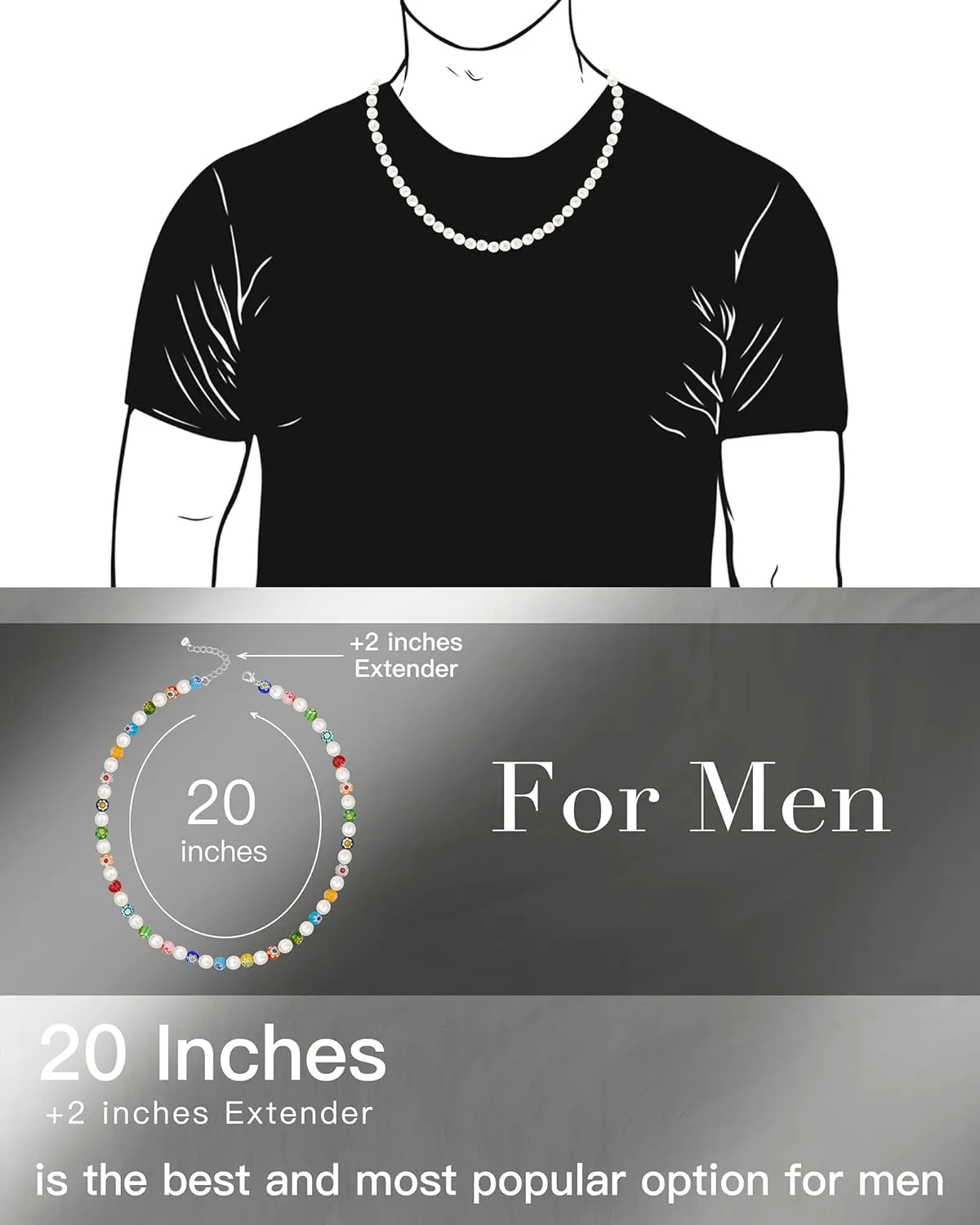 Genuine Pearl Necklace for Teen Girls/Women/Men, 16 Inches Choker/ 20 Inches Necklace, Unique Jewelry Gifts