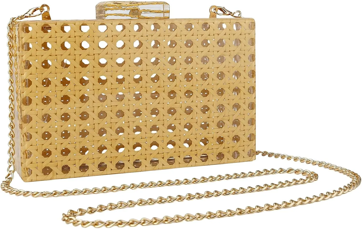 Gets Acrylic Handbags for Women Rattan Woven Clutch Purses Acrylic Evening Bag Square Box Clutch Bag for Prom Party