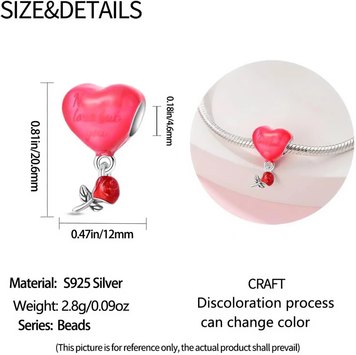Glow-in-the-dark or color-changing pendant,925 Sterling Silver Bead for Charm Bracelets and Necklaces with 5A Cubic Zirconia, Birthday Mothers Day Jewelry Gifts Women
