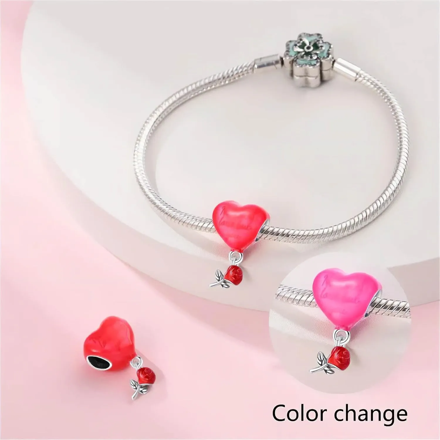 Glow-in-the-dark or color-changing pendant,925 Sterling Silver Bead for Charm Bracelets and Necklaces with 5A Cubic Zirconia, Birthday Mothers Day Jewelry Gifts Women