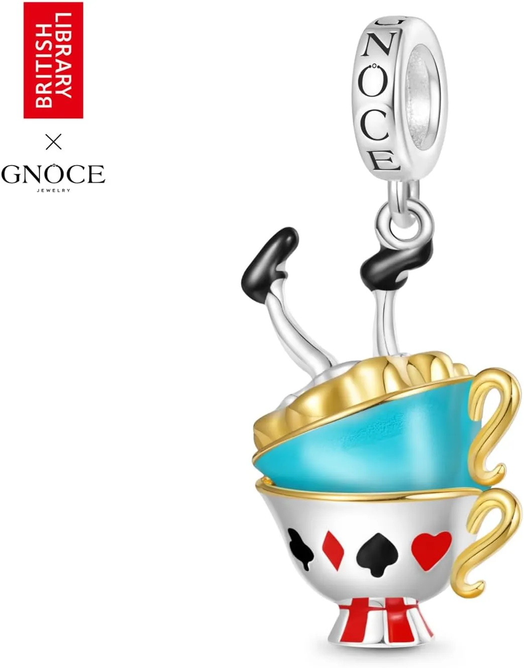 GNOCE Alice's Adventures in Wonderland Charm, S925 Sterling Silver Dangle Charms for Women Wife, Valentines Day, Mothers Day Jewelry Gift