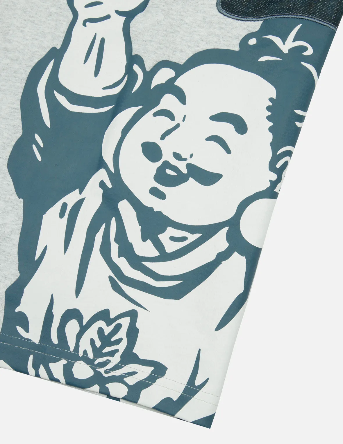 Godhead Print and Seagull Embroidery Loose Fit T-shirt