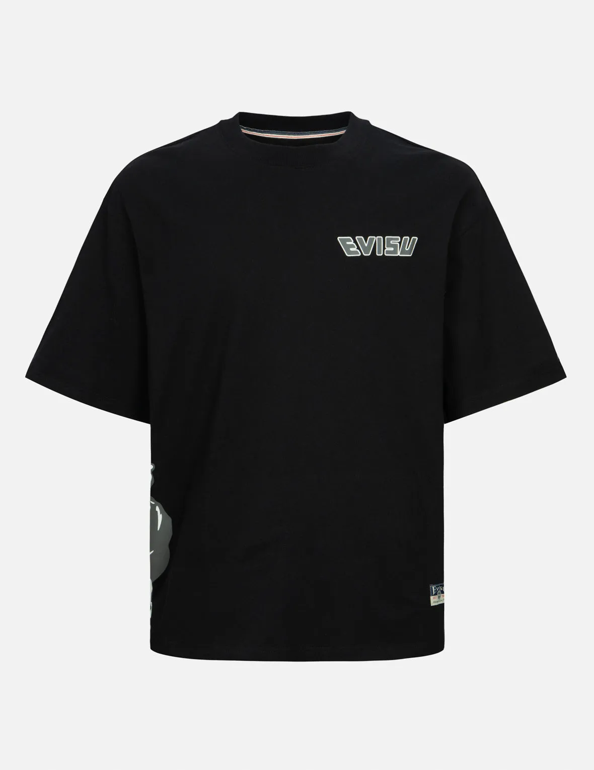 Godhead Print and Seagull Embroidery Loose Fit T-shirt