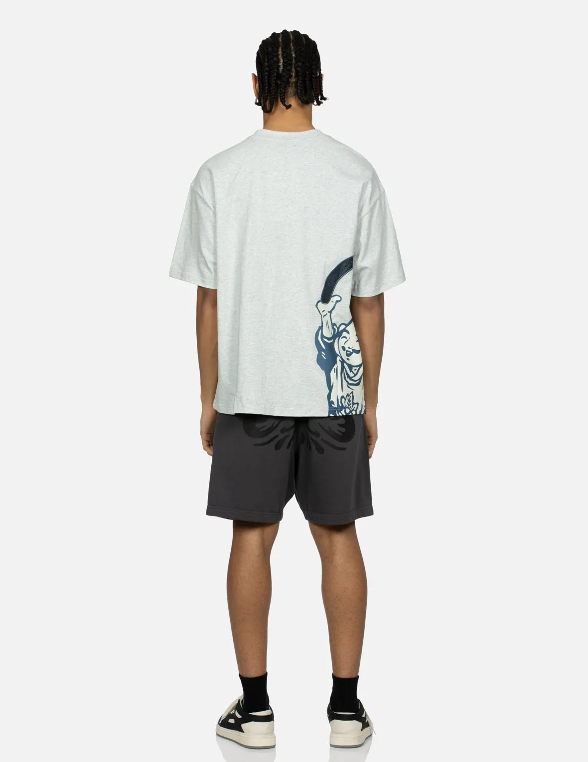 Godhead Print and Seagull Embroidery Loose Fit T-shirt