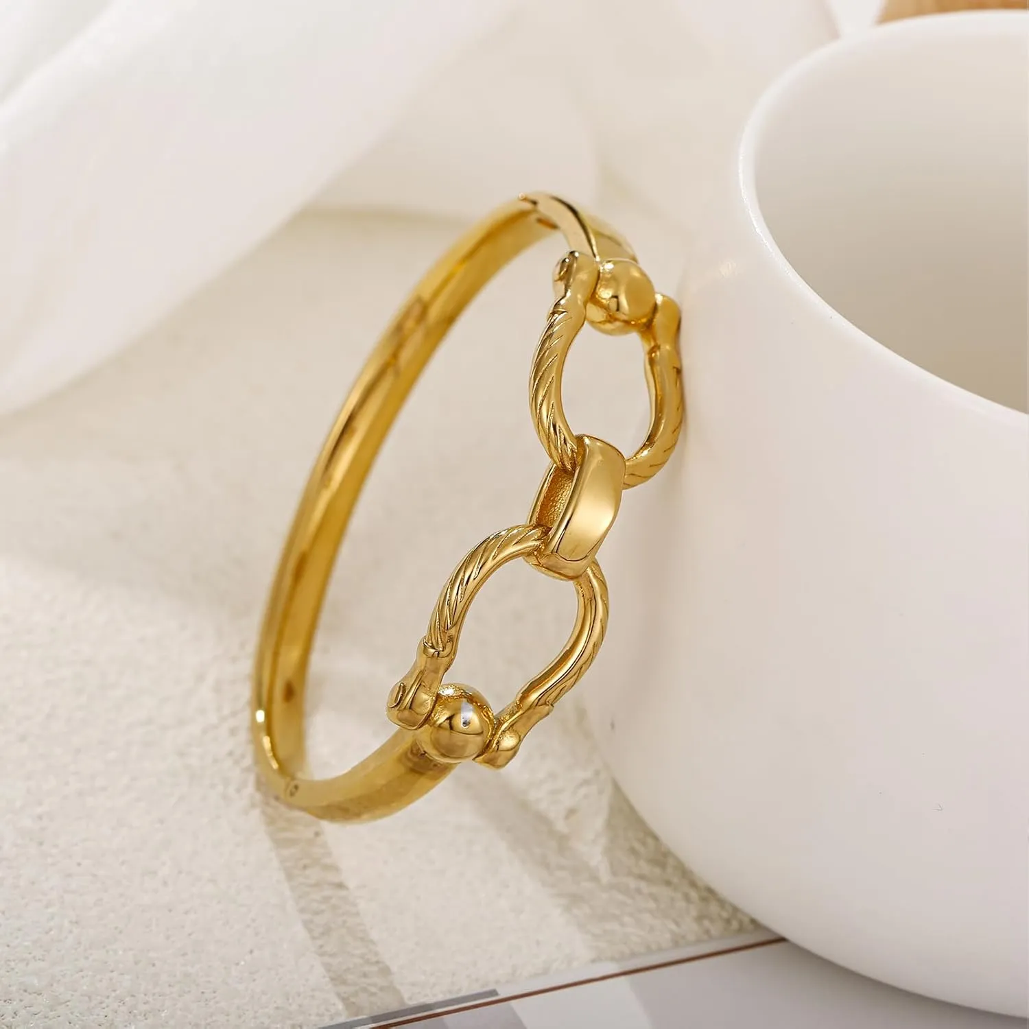 Gold Chunky Bangle Bracelets for Women Simple Twisted Textured Cuff Bangle Wide Square Bangle Bracelet Minimalist Bracelet