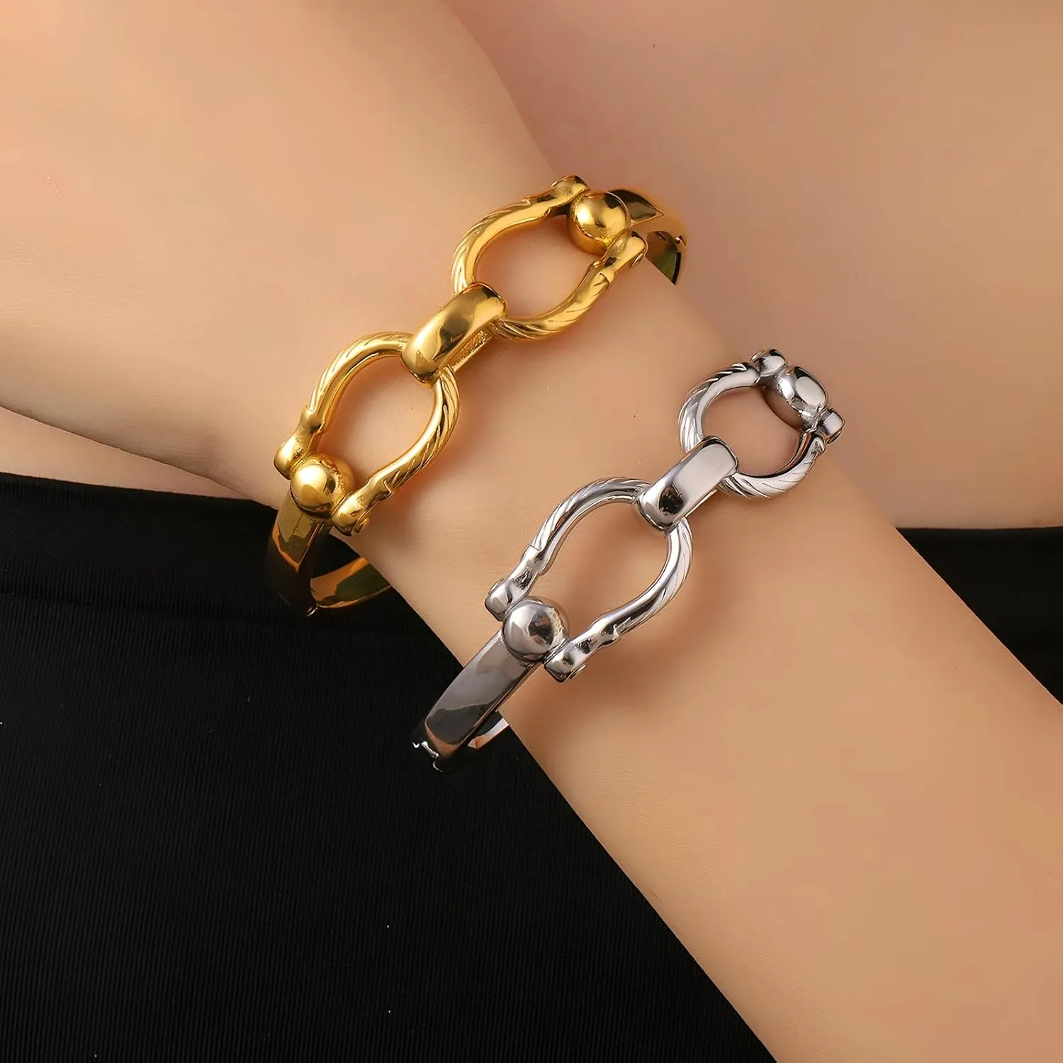 Gold Chunky Bangle Bracelets for Women Simple Twisted Textured Cuff Bangle Wide Square Bangle Bracelet Minimalist Bracelet