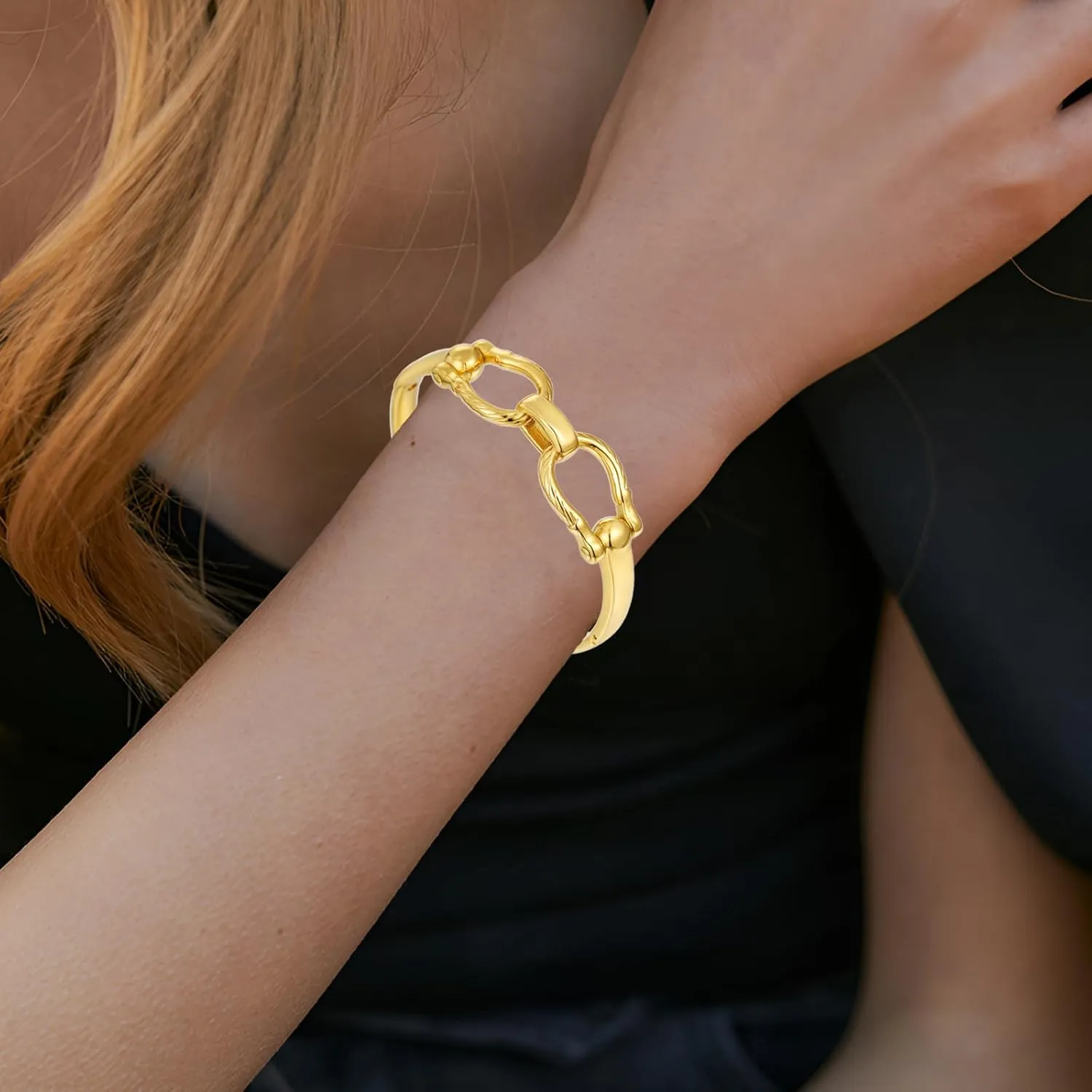 Gold Chunky Bangle Bracelets for Women Simple Twisted Textured Cuff Bangle Wide Square Bangle Bracelet Minimalist Bracelet