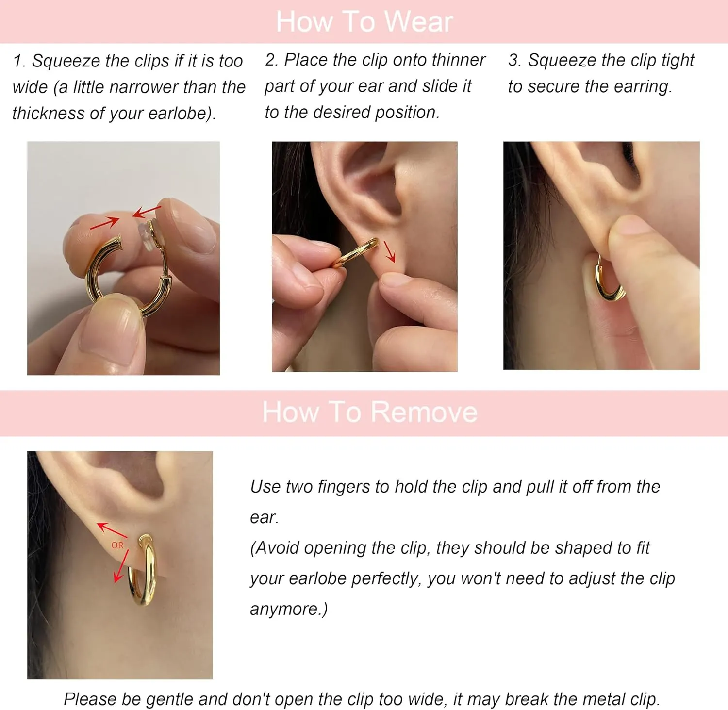 Gold Clip On Earrings for Women Non Pierced Cubic Zirconia Huggie Hoops Gold Plated CZ Clip On Hoop Earrings Adjustable No Piercing Fake Earrings