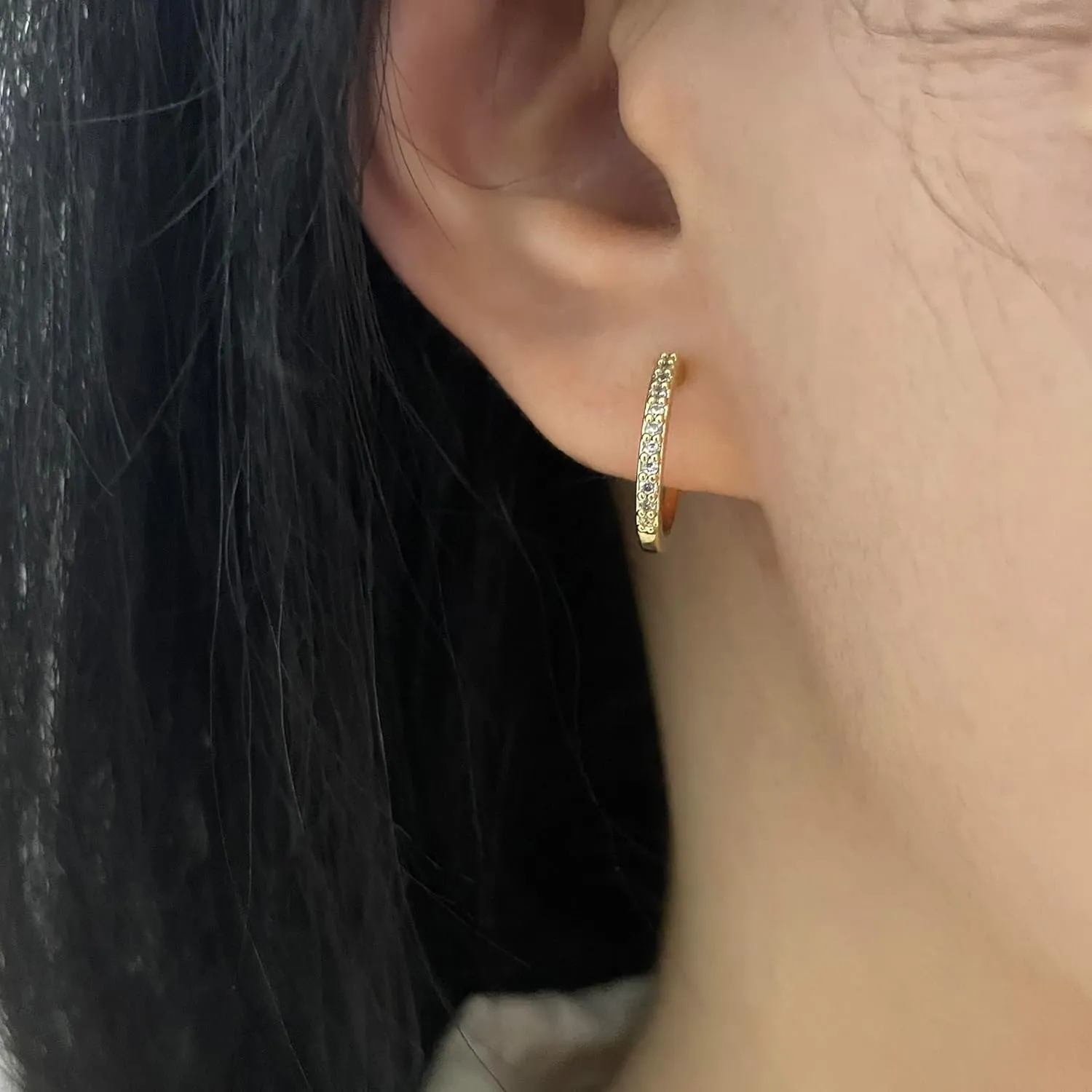 Gold Clip On Earrings for Women Non Pierced Cubic Zirconia Huggie Hoops Gold Plated CZ Clip On Hoop Earrings Adjustable No Piercing Fake Earrings