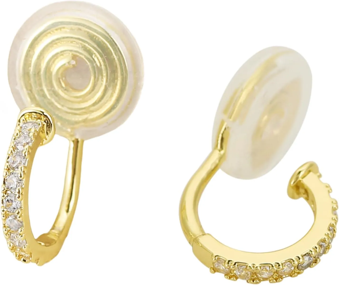 Gold Clip On Earrings for Women Non Pierced Cubic Zirconia Huggie Hoops Gold Plated CZ Clip On Hoop Earrings Adjustable No Piercing Fake Earrings