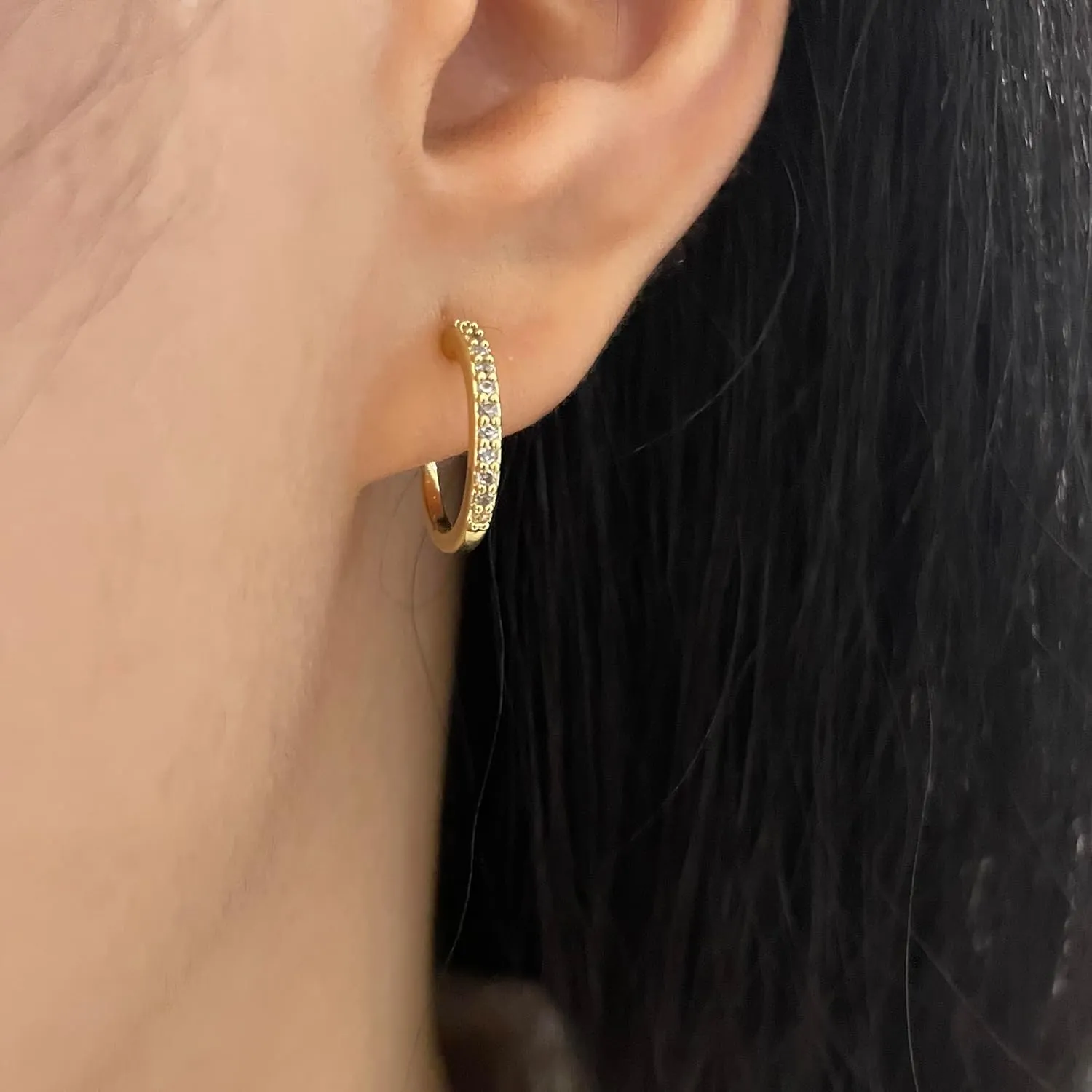 Gold Clip On Earrings for Women Non Pierced Cubic Zirconia Huggie Hoops Gold Plated CZ Clip On Hoop Earrings Adjustable No Piercing Fake Earrings