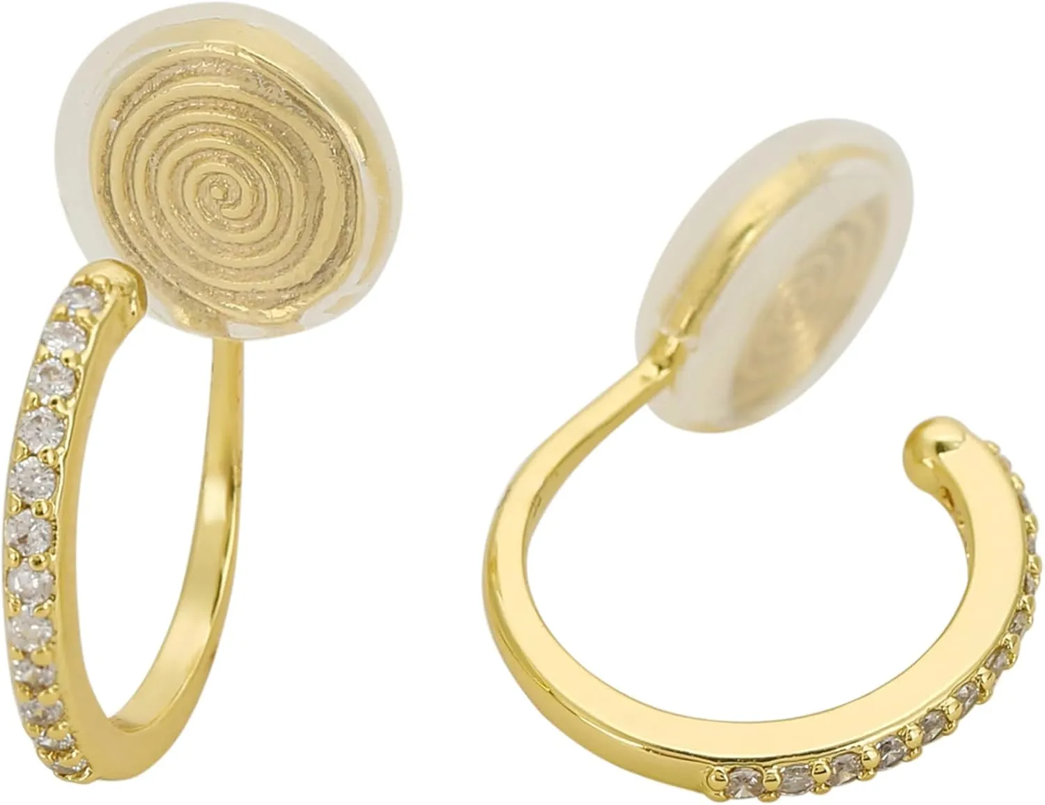 Gold Clip On Earrings for Women Non Pierced Cubic Zirconia Huggie Hoops Gold Plated CZ Clip On Hoop Earrings Adjustable No Piercing Fake Earrings