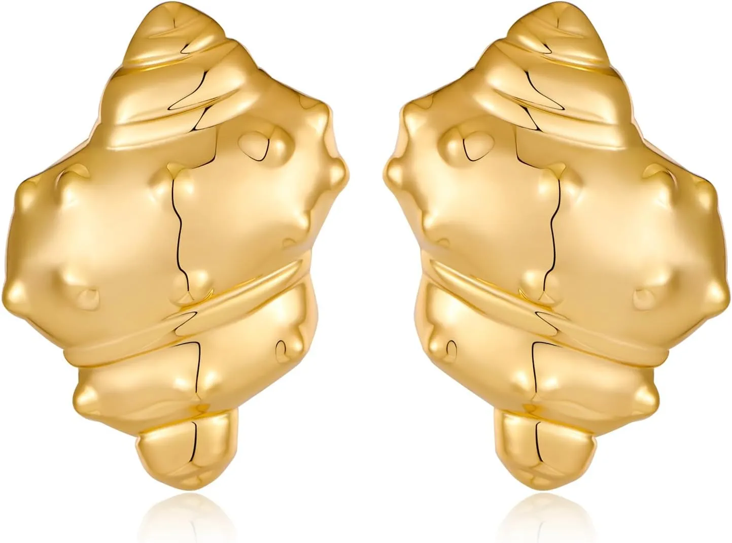 Gold Conch Shell Earrings for Women Beach Ocean Conch Shell Stud Earrings Gold Stud Earrings 14K Gold Plated