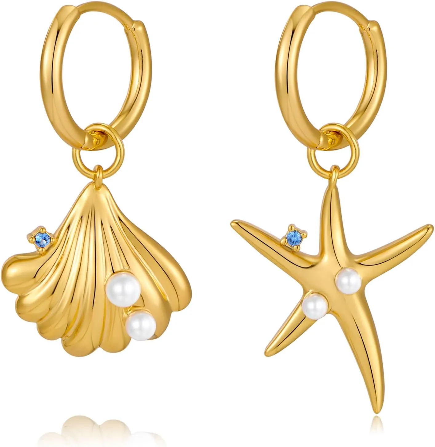 Gold Earrings Chunky Shell Earring for Women Fashion Statement Beach Seashell Starfish Drop Dangle Earring Jewelry