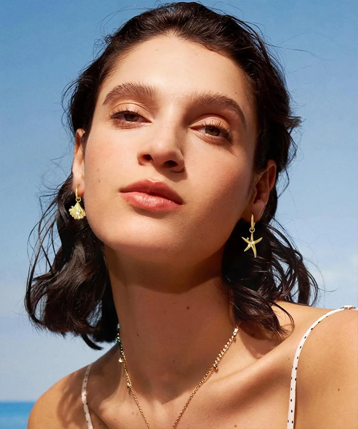 Gold Earrings Chunky Shell Earring for Women Fashion Statement Beach Seashell Starfish Drop Dangle Earring Jewelry
