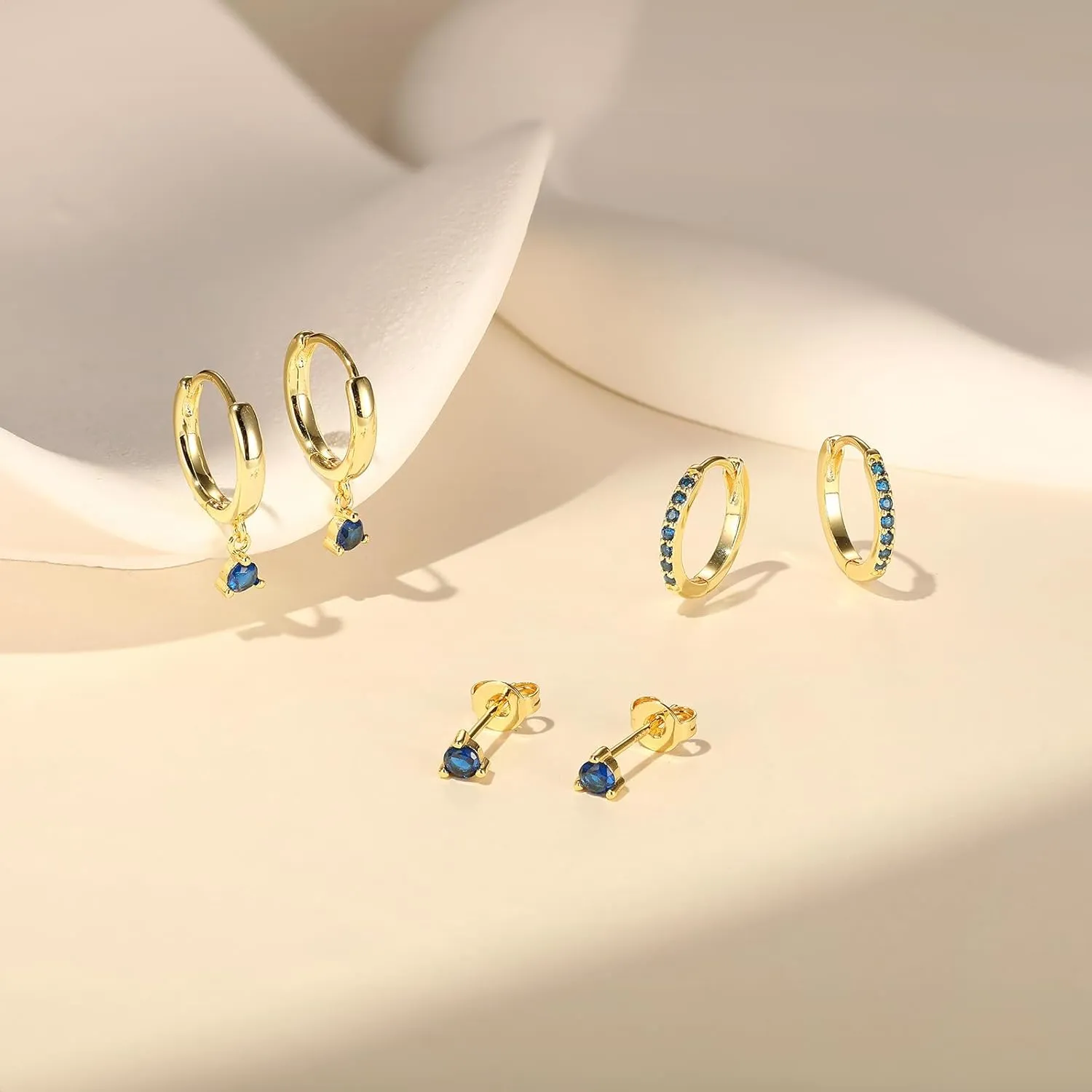 Gold Earrings Set for Women, 14K Gold Plated Stud Hoop Earring Stacks, Dainty Hypoallergenic Earring Sets for Multiple PiercingTrendy 2025