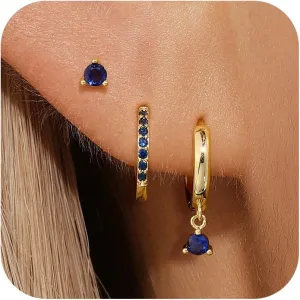 Gold Earrings Set for Women, 14K Gold Plated Stud Hoop Earring Stacks, Dainty Hypoallergenic Earring Sets for Multiple PiercingTrendy 2025