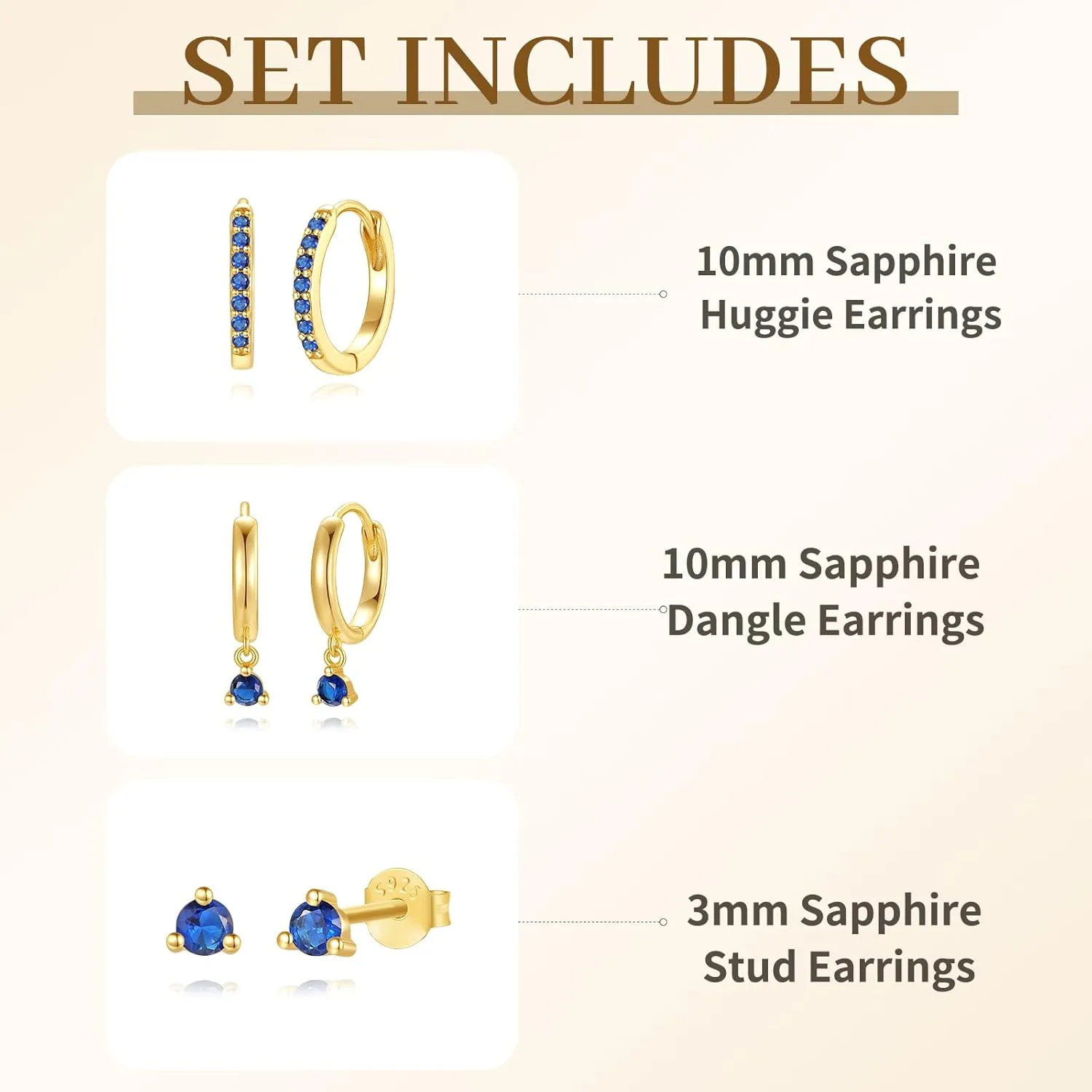 Gold Earrings Set for Women, 14K Gold Plated Stud Hoop Earring Stacks, Dainty Hypoallergenic Earring Sets for Multiple PiercingTrendy 2025