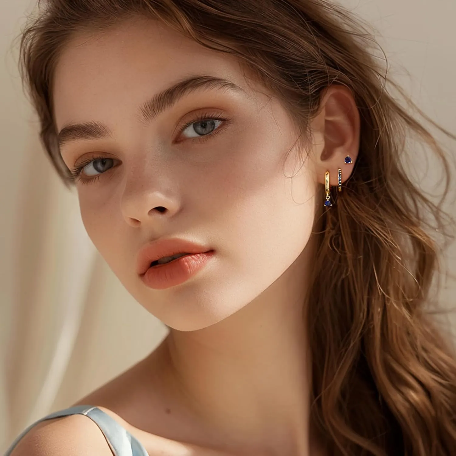 Gold Earrings Set for Women, 14K Gold Plated Stud Hoop Earring Stacks, Dainty Hypoallergenic Earring Sets for Multiple PiercingTrendy 2025