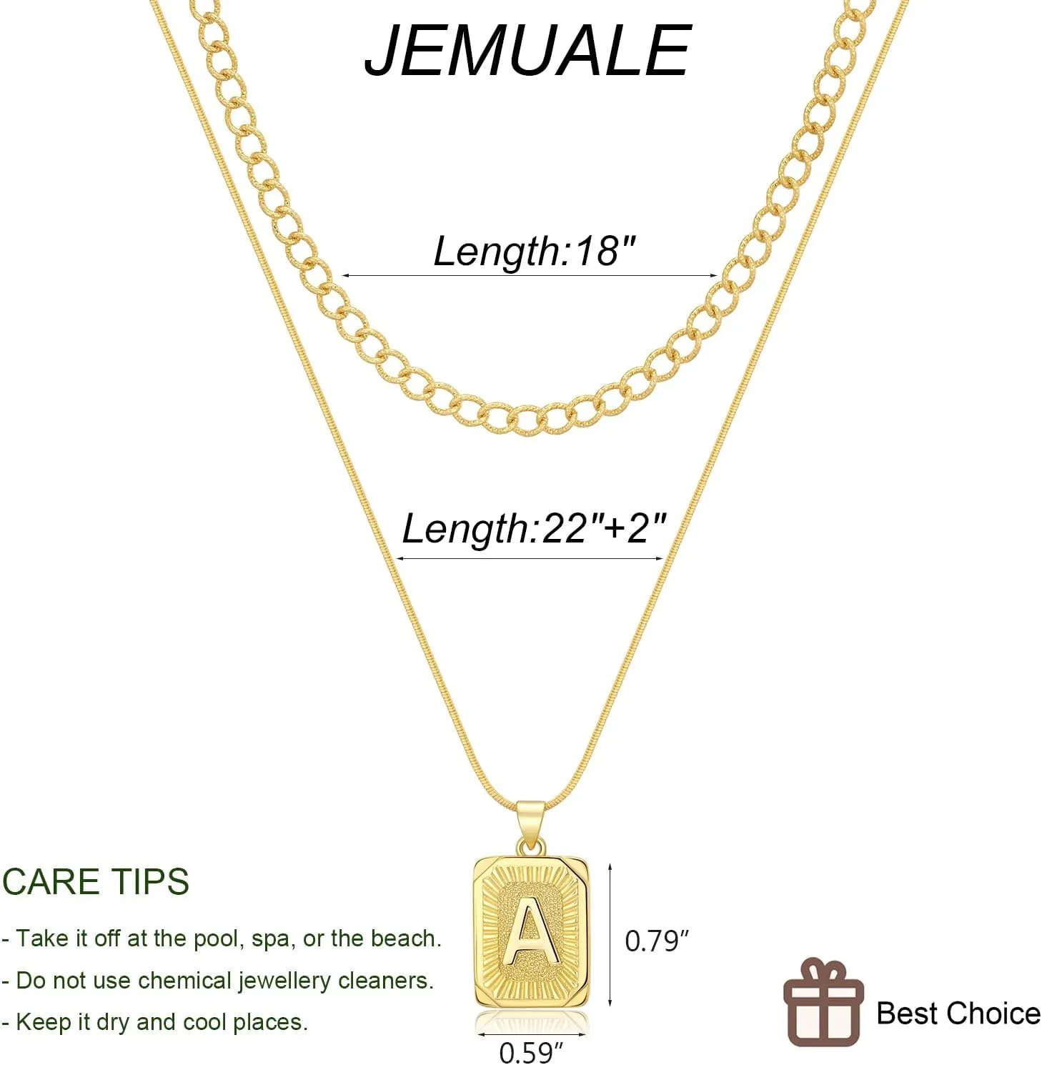Gold Initial Necklaces for Women 14K Gold Plated Letter Necklace Square Pendant Layered Gold Choker Necklaces Set Trendy Jewelry