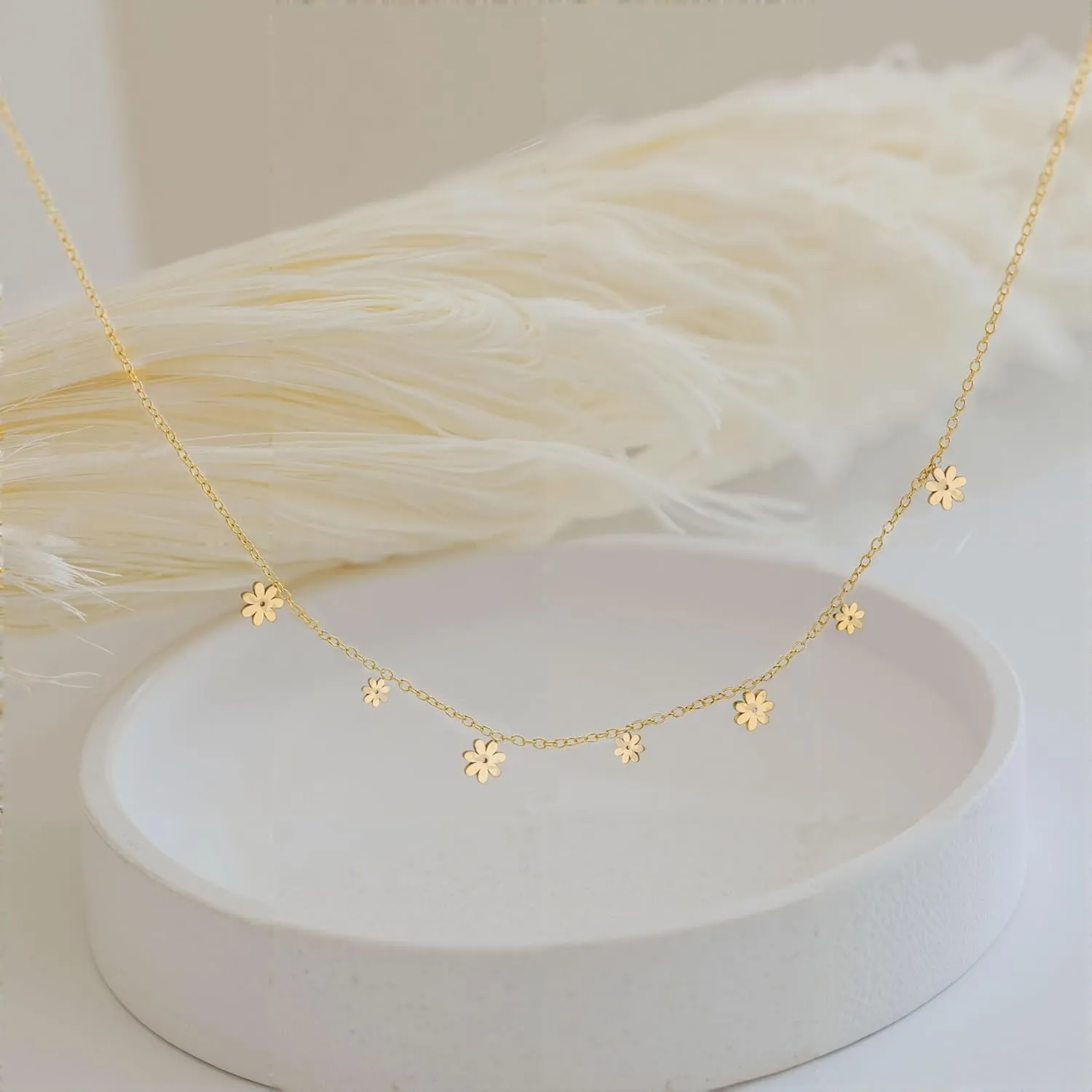 Gold Necklace for Women 14k Gold Plated Butterfly Star Flower Leaf Lightning Bolt Cross Station Necklaces Dainty Gold Charm Choker Necklace Minimalist Simple Jewelry Gift