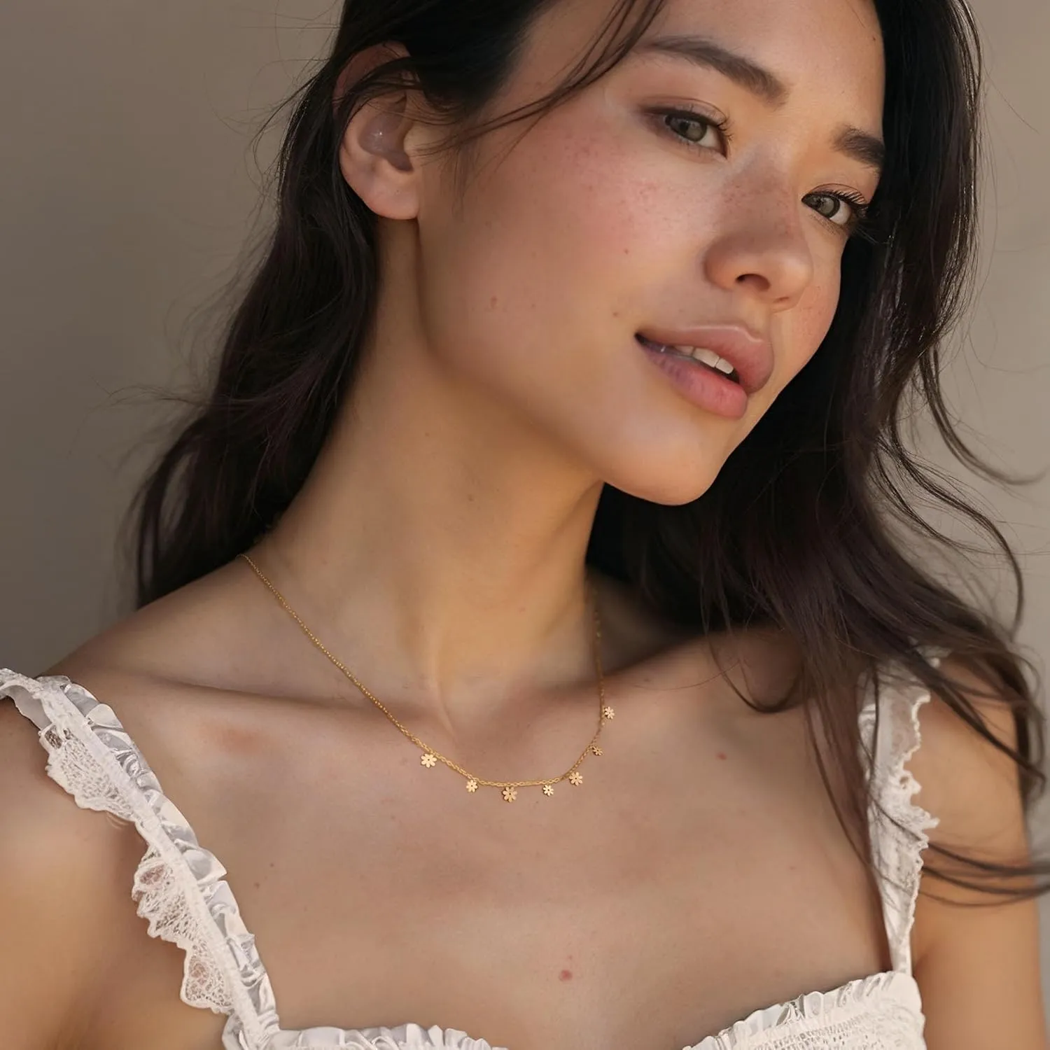 Gold Necklace for Women 14k Gold Plated Butterfly Star Flower Leaf Lightning Bolt Cross Station Necklaces Dainty Gold Charm Choker Necklace Minimalist Simple Jewelry Gift