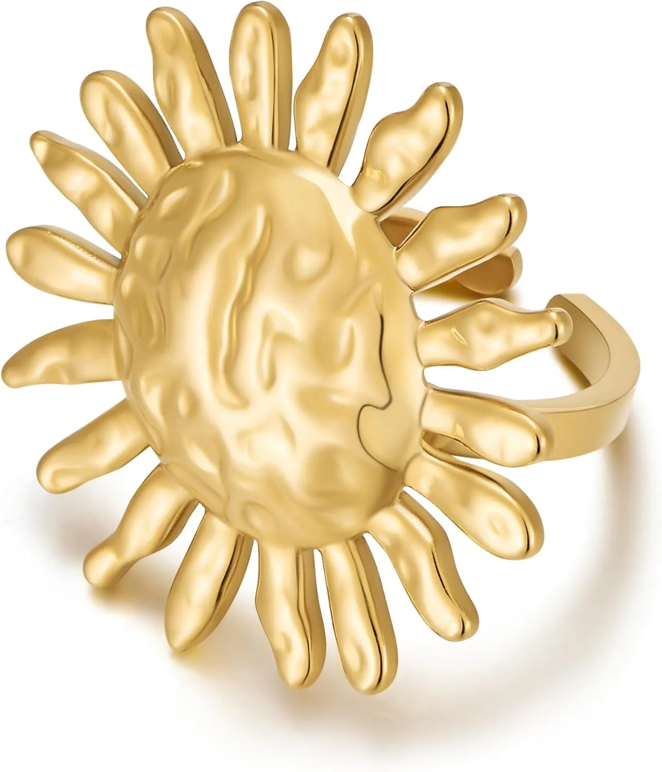 Gold Ring for Women 14K Gold Plated Adjustable The Sun Rings for Women Cute Thumb Rings Open Rings Birthday Jewelry