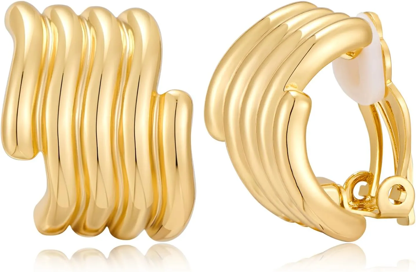 Gold Textured Non Pierced Earrings for Women Trendy Minimalist Clip-on Earrings Fashion Jewelry